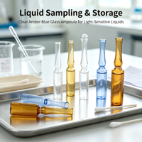 Ampoules en verre multicolores transparentes, ambrées, bleues – Ampoules en verre de plusieurs tailles – Flacons en verre vides pour le stockage de liquides – Vente en gros