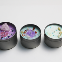 Trocken blume Soja wachs Private Label Zinn Duft kerzen Großhandel Custom Flame less Crystal Custom ized Frucht kerzen Kerzen Urlaub