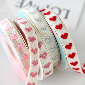 100% Cotton Heart-Shaped <strong>Ribbon</strong> in 'Love' Style Herringbone Webbing for Christmas Gift Wrap &amp; Holiday Decorations - Product Image 5