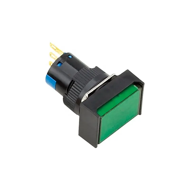 HABOO 16mm rectangle head IP65 waterproof momentary or latching illuminated push button switch 24v