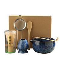 Ensemble fouet à matcha, bol en céramique avec bec verseur, bol en céramique traditionnel japonais, fouet en bambou à 100 brins, ensemble matcha en céramique