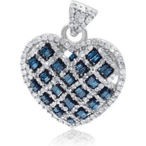 Colgante de corazón Ornaatis de 1.00 quilates con diamantes de corte redondo y baguette, joyería de boda para mujer de plata de ley - Product Image 1