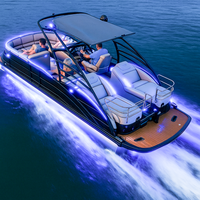 2026 Kinocean 22 pieds en aluminium ponton bateau série Sport yacht de luxe avec moteur et remorque clôture en fibre de verre pour la fête de pêche