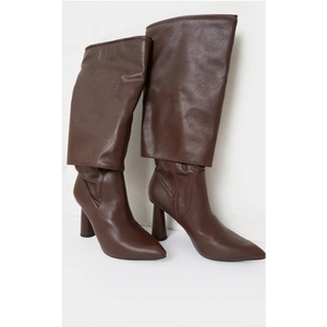 Special Round Heels Women New Fashion Half Knee High <b>Boots</b> Shoes Pointed Toe 11 Heels Slip-on Shoes - Product Image 5