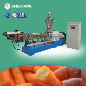SUNPRING snacks extruder flour food puffing machine crispy chips making machine twin screw extruder machine puff
