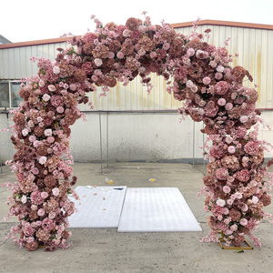 Arco Ecológico de Flores Artificiales de Seda, Hortensias y Rosas en Pasta de Frijol, Diseño Nuevo de IFG, 8x8 pies, para Decoración de Bodas - Product Image 5