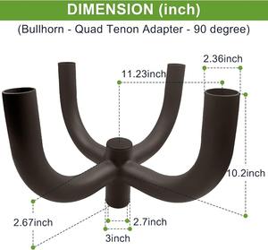 Boîtier en bronze à 4 lumières Quad Bullhorn 2-3/8 \ "Slip Fit Mount 90 Degree Tenon Adapter Lighting Accessories - Product Image 2