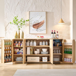 Grand buffet incurvé moderne Armoire de rangement 4 portes Étagères pour café Bar Station Cuisine Salon Meubles de maison - Product Image 6