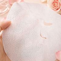 Masque facial en feuille prédécoupée en forme de cœur Y523, substrat en fibres végétales de rose et mélange de Lyocell, masque sec non tissé