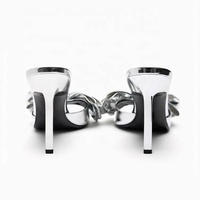 Nouvel été argent métallique arc décoré pantoufles à talons hauts bout ouvert Grandes tailles 46 sandales à talons hauts pour femmes et dames