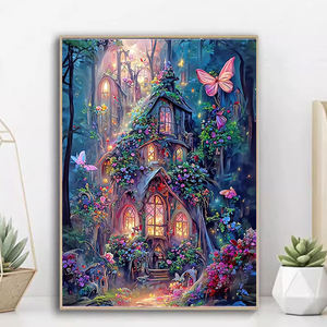 Benutzer definierte klassische Low MOQ hand bemalte Acryl Diamant Öl Stoff Haus Schmetterling dekorative Gemälde Weihnachten Geburtstags geschenk - Product Image 1