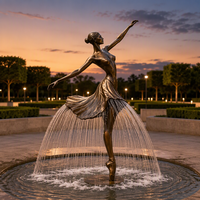 Fontaine décorée élégamment avec une statue de femme dansante en bronze, disponible pour la personnalisation et la vente