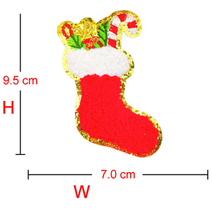 Fabbrica all'ingrosso eco-friendly albero di natale <span class=keywords><strong>Patch</strong></span> pupazzo di neve fiocco di neve calzini ricamati paillettes ciniglia glitterata - Product Image 6