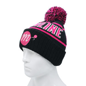 Winter Beanie <b>Hats</b> 100% Acrylic Knit Custom Embroidery Logo <b>Pompom</b> Unisex Adults Sports & Outdoor Use - Product Image 3