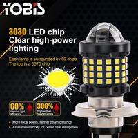 Phare de moto YOBIS 12V blanc H4 BA20D H6 P15D T19 LED 6500K, faisceau haut/bas, lentille fisheye, lampe pour moto, UTV, ATV, scooter