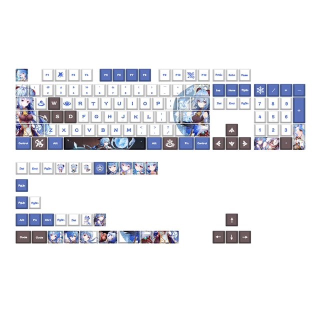 Genshin Impact Ganyu Keycap Cherry Profile Anime PBT Dye Sub Mechanical Keyboard Key Cap Set