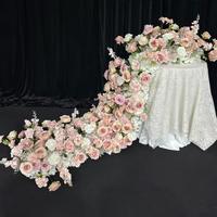 Support de décoration floral moderne en cascade de roses artificielles en soie de haute qualité pour mariage, hôtel, salle de banquet, chemin de table d'anniversaire