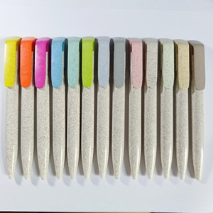 Eco-Friendly Wheat Straw Ballpoint Pens Custom Logo Sports Body Biodegradable Plastic Material Promotional 1.0mm - Product Image 4