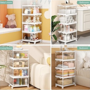 Factory Modern <b>Rectangle</b> 4 Packs Multifunctional Folding for Acrylic Storage <b>Bin</b> with Easy Assembly for Desk Use - Product Image 4