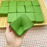 Jouet Squishy en forme de brique de lait vert Taro, à rebond lent, parfum lait, carré, amusant à pincer, anti-stress et de décompression