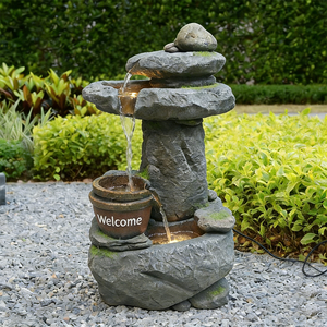 Fuente Moderna de Fibra de Vidrio con Agua Circulante y Función Luminosa, Fuente Impermeable para Uso en Interiores, Exteriores y Jardines - Product Image 1