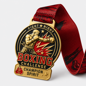 Medallas de Esmalte Personalizadas al por Mayor, Medalla Deportiva de Metal con Cinta para Clubes de Atletismo, Medalla para Combates de Boxeo - Product Image 1