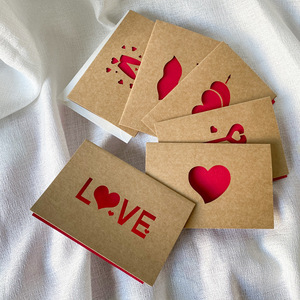 Tarjeta de Felicitación de Papel Kraft con Corazón Recortado con Láser, Tarjeta de Agradecimiento para Días Festivos, San Valentín, Día de la Madre - Product Image 2