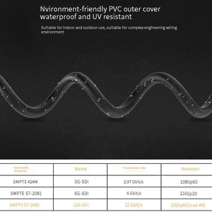 4K60Hz Ultra HD Long Distance Broadcast Shielded Low Loss 75 Ohm Compatible Transmission BNC Coaxial <strong>SDI</strong> Video <strong>Cable</strong> - Product Image 2