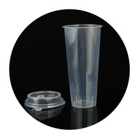 Gobelets en plastique jetables transparents avec couvercles pour jus et boissons, sans BPA, qualité alimentaire, vente en gros