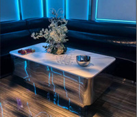 Table de bar multifonctionnelle haut de gamme en verre trempé et acier inoxydable pour KTV, table basse avec éclairage LED coloré, usage commercial