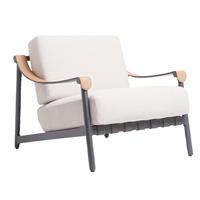 Ensemble de salon de jardin design nordique pour cour, terrasse, villa, table basse en alliage d'aluminium, chaise en rotin tressé PE, coussins imperméables