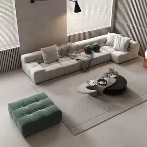 MOONTOP L şekli köşe İtalyan kumaş deri oturma odası mobilya modern stil modernos beyaz deri kesit kanepe