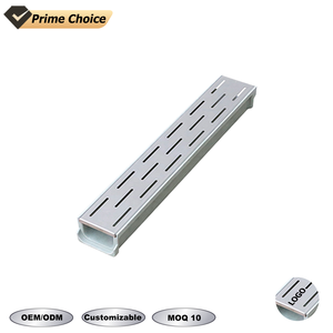 Système de drainage en tranchée argentée pour l'<span class=keywords><strong>extérieur</strong></span>, plaque de <span class=keywords><strong>grille</strong></span> en métal pour allée, douche en béton et gouttière pour sol - Product Image 1