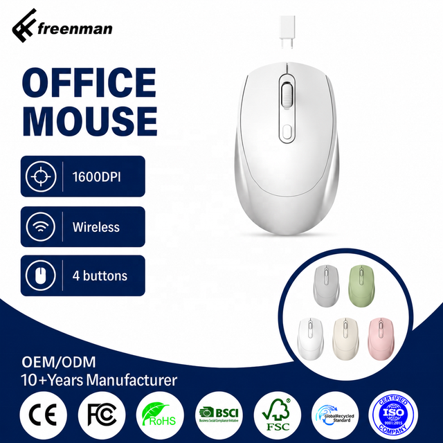 Ultra-thin Slim Ergonomic Mouse 2.4GHz Office Silent 1600 DPI Optical Computer Wireless Mouse with USB Receiver
