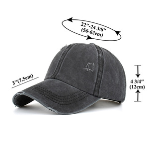 Washed Denim Distressed Mesh Baseball Cap Unisex Cotton Breathable Sunshade Solid Color Logo Adjustable Back Opening - Product Image 4