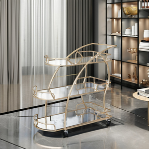 รถเข็นบาร์ทองคำหรูหราใหม่ปี 2025 ขายดี เฟอร์นิเจอร์โรงแรมพร้อมล้อ 4 ล้อ รถเข็นพับได้สำหรับงานปาร์ตี้ ตกแต่งงานแต่งงานในห้างสรรพสินค้า - Product Image 2