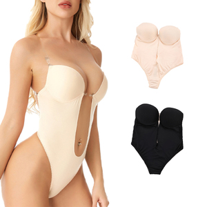 Body façonnant et tanga pour femmes, grande <span class=keywords><strong>taille</strong></span>, vêtements moulants, décolleté <span class=keywords><strong>en</strong></span> v profond, Push Up, dos nu, U plongeant, Corset avec soutien-gorge - Product Image 3