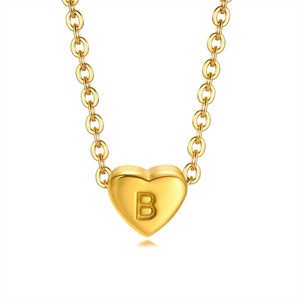 Collar con Colgante de Corazón con Letra Inicial Personalizada, Chapado en Oro, DIY - Product Image 5