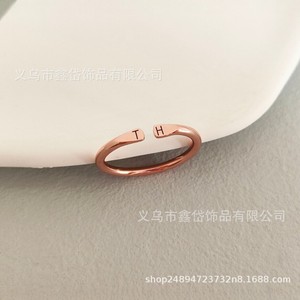 Xindai Adjustable Letter Opening <b>Ring</b> For <b>Couples</b> Titanium Steel Plated Index Finger Jewelry - Product Image 3