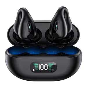 Trend 2024 New Trend LED Digital Display BT5.3 Earphone Game TWS Conduction Open Earphone Clip Wireless Blue Tooth Earphones