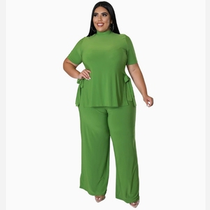 Ensemble deux pièces chic grande <span class=keywords><strong>taille</strong></span> <span class=keywords><strong>pour</strong></span> <span class=keywords><strong>femme</strong></span> – Nouvelle collection été 2026 – Couleur unie – Tenue décontractée - Product Image 3
