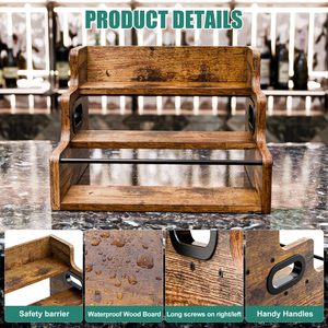 Rak Penyimpanan Kayu 3 Tingkat untuk Wine, Kopi, Sirup, Mini Bar, Penyimpanan Rumah untuk Whisky dan Minuman Keras - Product Image 6