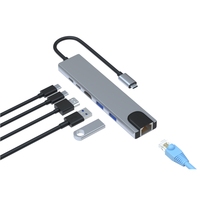 Hub Multi-Puerto Metálico 6 en 1 USB3.0 Tipo-C 4K 60Hz PD 60W con Puertos de Carga RJ45 y Garantía de 12 Meses (En Stock)