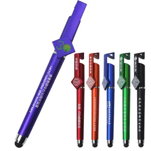 Promotionele Multi Functie Stylus Plastic Pen Telefoon Houder Pen Met Qr Code Logo