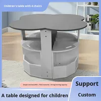 Ensemble table et chaises pour enfants de maternelle en MDF, style moderne et simple, avec table rectangulaire pour l'étude et les jeux et quatre chaises