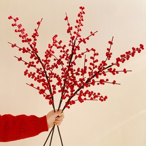 Baies artificielles de houx Qingyu Chronicle, 9 branches, fruits de la fortune rouges pour décorations du Nouvel An, accessoires de mariage et de maison - Product Image 2