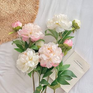 Fleurs artificielles en soie Pivoine Phénix, haute simulation, dégradé blanc à rose, pour décoration de mariage et de maison - Product Image 4