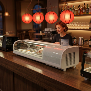 Commercial Cold Food Display <b>Fridge</b>, Countertop Single-Temp Design, Tempered Glass Direct Cooling HD-52 Commercial Refrigerated - Product Image 4