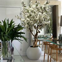 Arbre artificiel personnalisé de fleurs de cerisier roses et blanches, fausse plante de sakura blanche, bonsaï, pour décoration intérieure et extérieure, hôtels, événements et fêtes