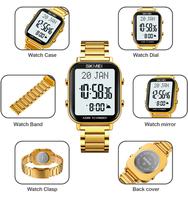 SKMEI #2135 jam tangan azan dengan tali baja, jam tangan gelang doa Islam digital tahan air